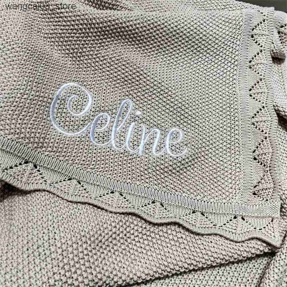 Blankets Swaddling Custom Name Blanket Embroidery Text Knitted Baby Kids Children Soft Swaddle Blankets Gift Personalized Font Blankets 80x100cm L2409