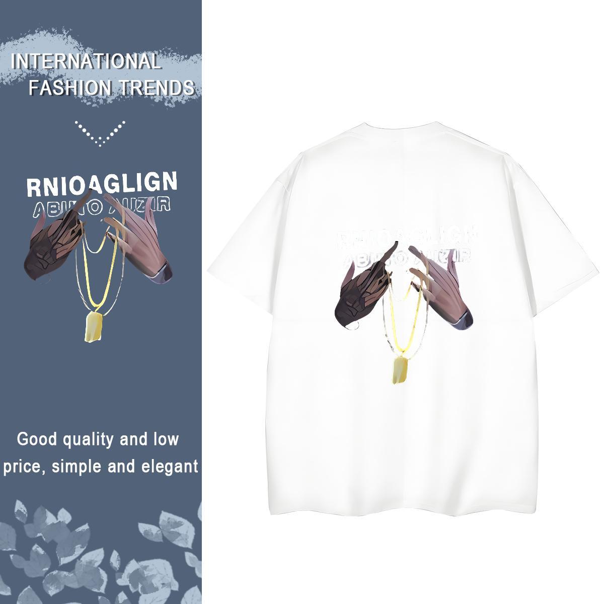 Fashion New T-Shirts 230g Pure Cotton Breathable Soft Sports Casual hands Womens Tshirts Lady Anime Print Clothings