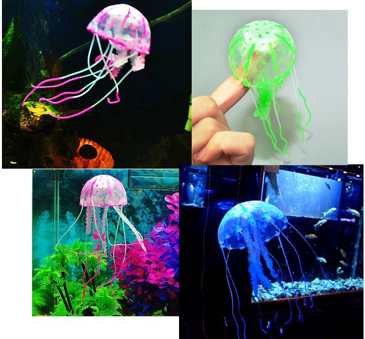 Wholesale Silicone Simulation Fluorescent Luminous Jellyfish Decoration Aquarium Decoration For Goldfish Aquarium Landscaping