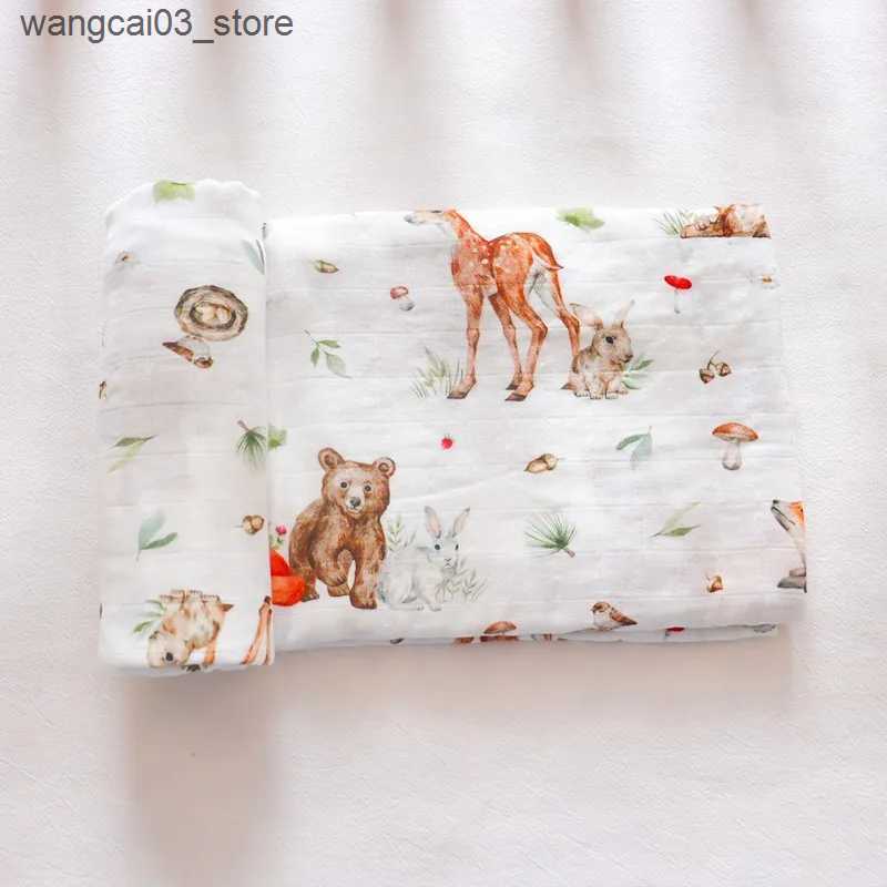 Blankets Swaddling New Prints Bamboo Cotton Muslin Swaddle Multifunctional Baby Muslin blanket Baby Newborns Blanket 120*120cm L240910
