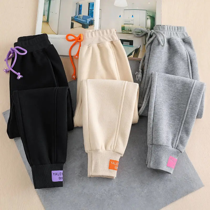 Gray women Sweatpants Autumn Winter Baggy Streetwear Oversize Sports Pants Black winter thick Joggers Trousers 241007