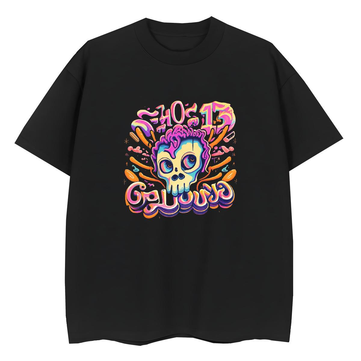 New Women T Shirts 230g Pure Cotton Crew Neck Breathable Street Casual skull Women Tees Nice Custom Print Oversized Top Shirts