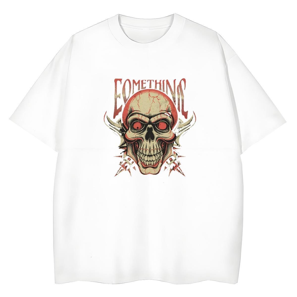 New Arrival Women T Shirts 230g 100% Cotton Breathable Short Sleeve High Street Hip Hop skull Tshirt for Man Woman Comfortable Custom Print Oversized 
