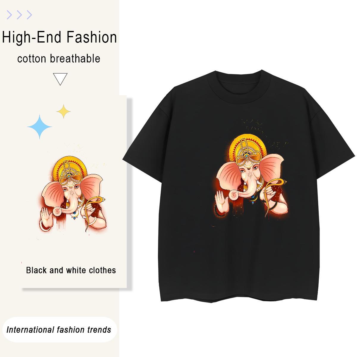 TOP Quality T-Shirts 230g Cotton Breathable Short Sleeve Casual Beach elephant Women Tees Designer Black White Tops Tees