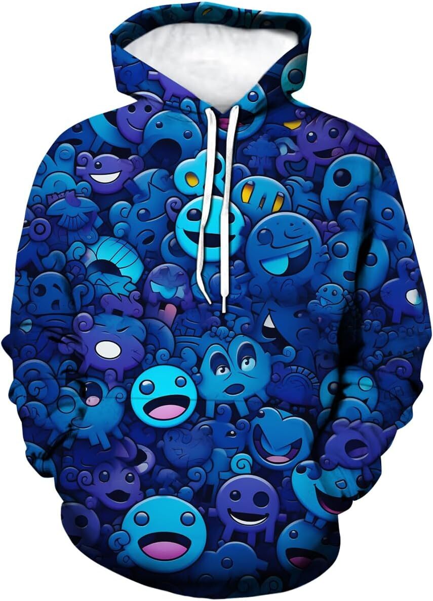 Hoodie for Mens Womens Mens Coloful Graffiti Hoodies Novelty Graphic Hip-Hop Sweatshirt 3D Printed Pullover Graphic Hoodies sweatshirt Pullover Long S