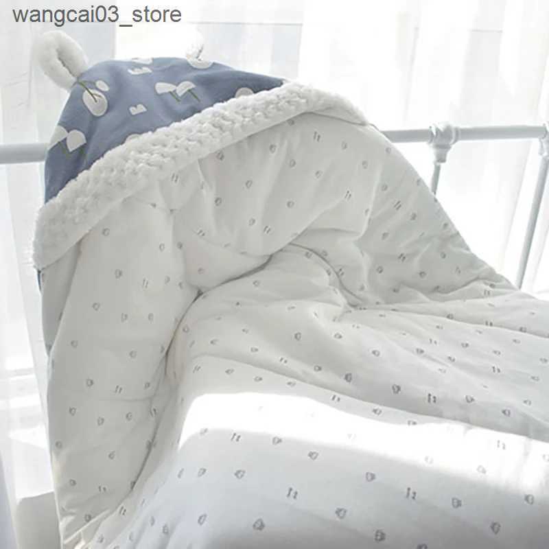 Blankets Swaddling Baby Blanket 100% Cotton Envelope For Discharge Winter Newborns Bedding Muslin Swaddle Warm Wrap Baby Sleeping Bag Soft 80x80cm L24