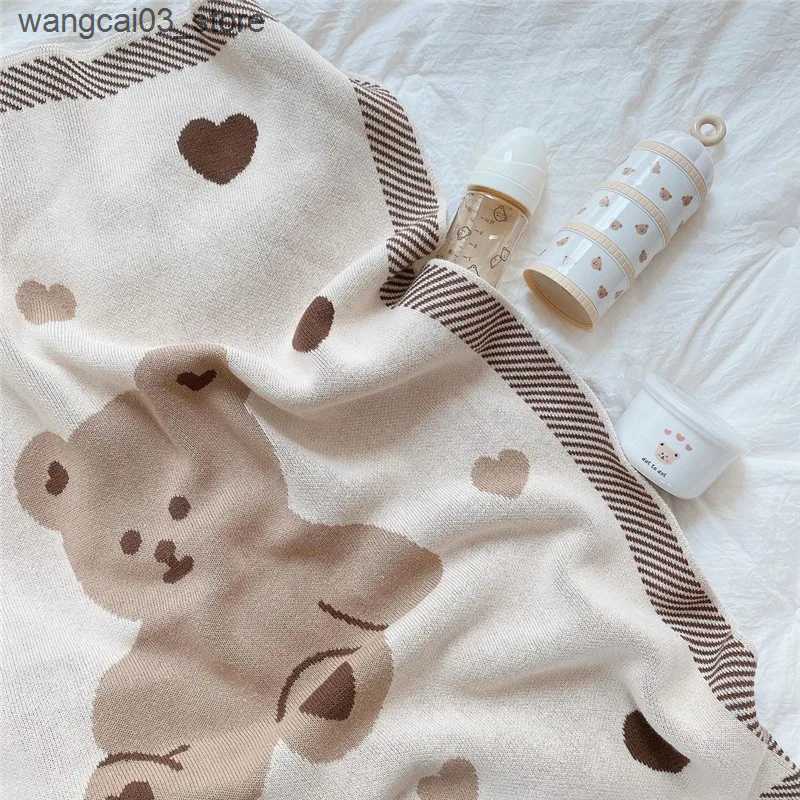 Blankets Swaddling Knit Blanket Swaddling Blankets for Baby Newborn Babies Accessories Bear Childrens Winter Warm Bed Cover Bedding Manta Bebe L240910