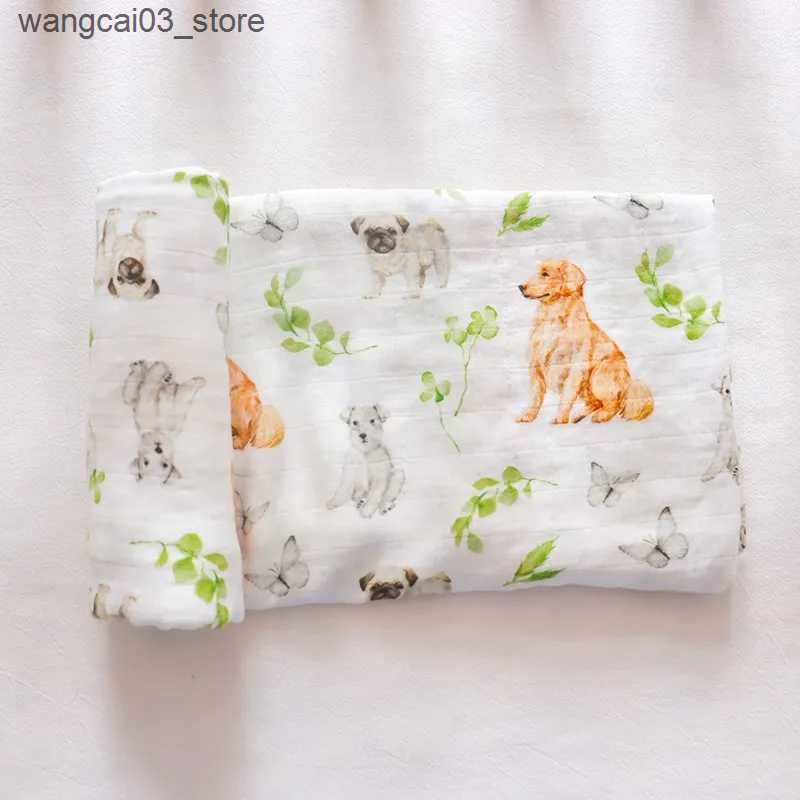 Blankets Swaddling New Prints Bamboo Cotton Muslin Swaddle Multifunctional Baby Muslin blanket Baby Newborns Blanket 120*120cm L240910