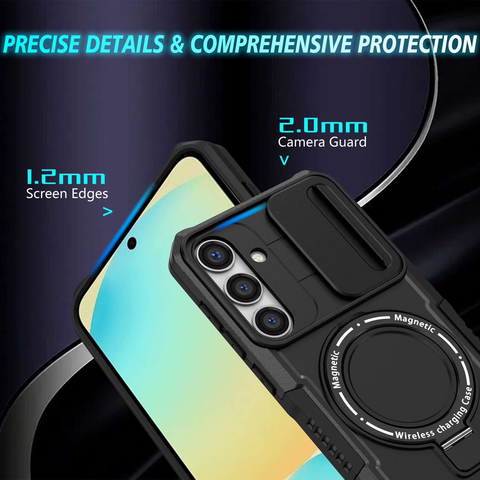 Slide Window Camera Protection Heavy Duty Shockproof Armor Bracket Ring Stand Magnetic For Magsafe Wireless Charging Case For Samsung S21 S22 S23 FE S - view 4