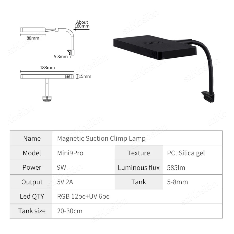 USB Aquarium Magnetic Clip Light Plant Grow Full Spectrum LED Ecology Microlandscape Lighting Fish Tank Nano Aquarium Accessory