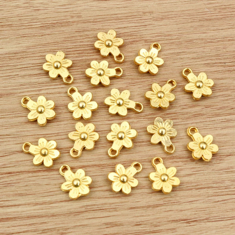 20pcs 12x9mm Flower Charms Double Sided Antique Making Pendant fitBronze Gold Vintage Silver colorDIY Handmade Jewelry 241010