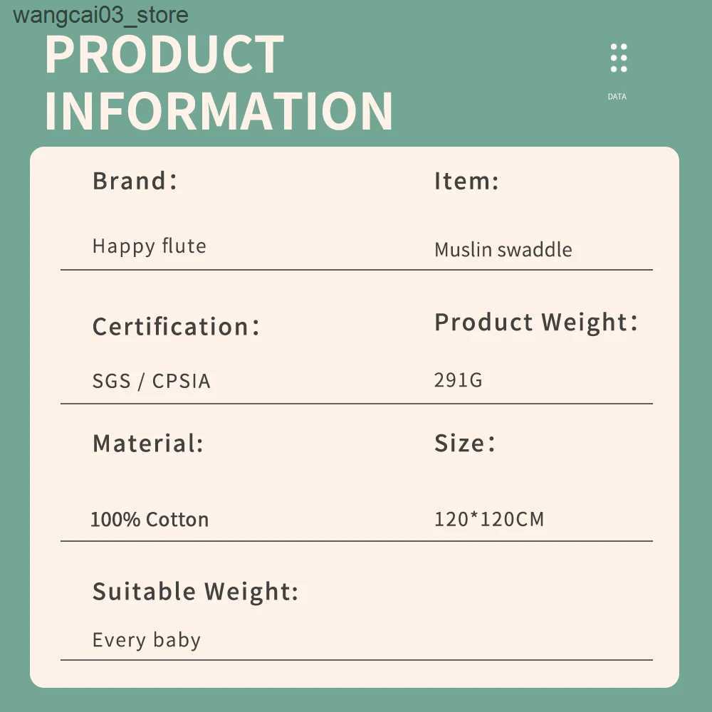 Blankets Swaddling HappyFlute Nature Printing 1pcs Muslin Cotton Fabric Baby Swaddle Light Blanket Baby Infant Wrap L240910