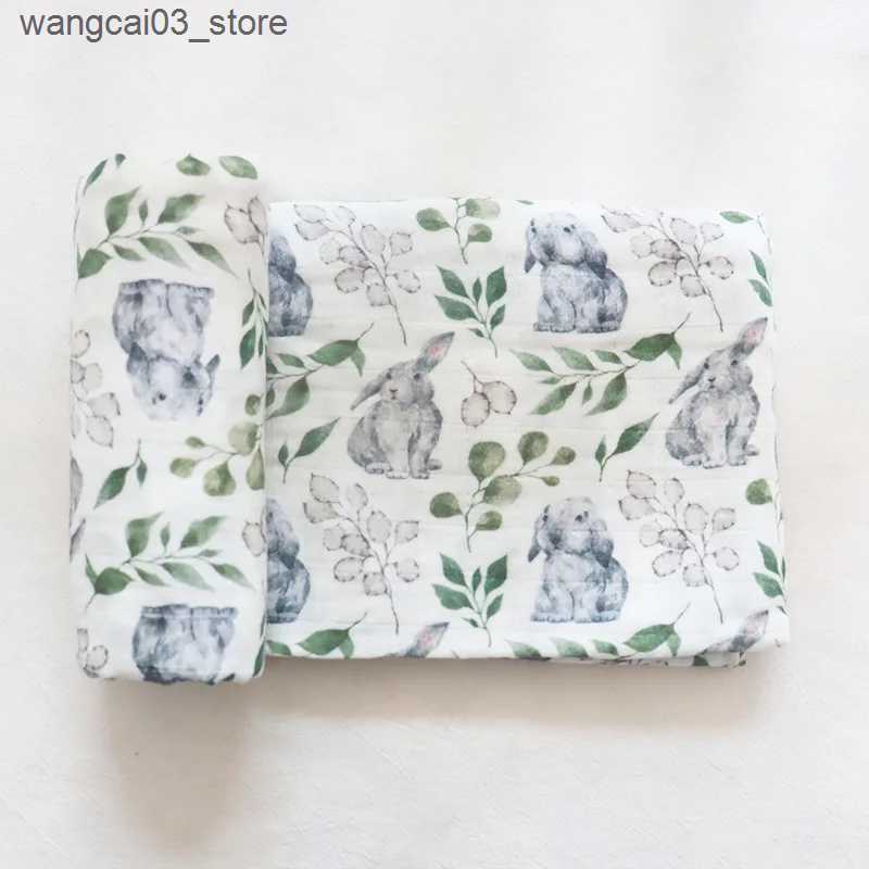 Blankets Swaddling Bamboo Cotton Baby Blanket Animal Print Baby Muslin Swaddle Blanket Soft New Born Baby Bedding Receiving Wrap L240910