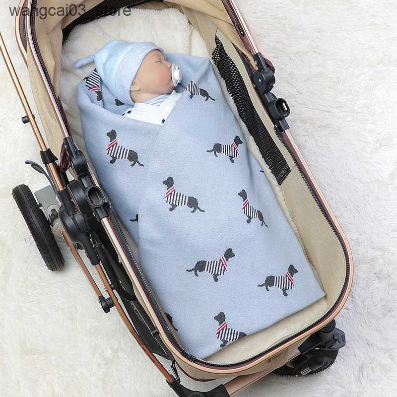 Blankets Swaddling Baby Blanket Cotton Knit Super Soft Newborn Girl Boy Bed Plaid Crib Quilt Cute Dachshund Infant Stroller Covers Swaddle 100*80CM L2