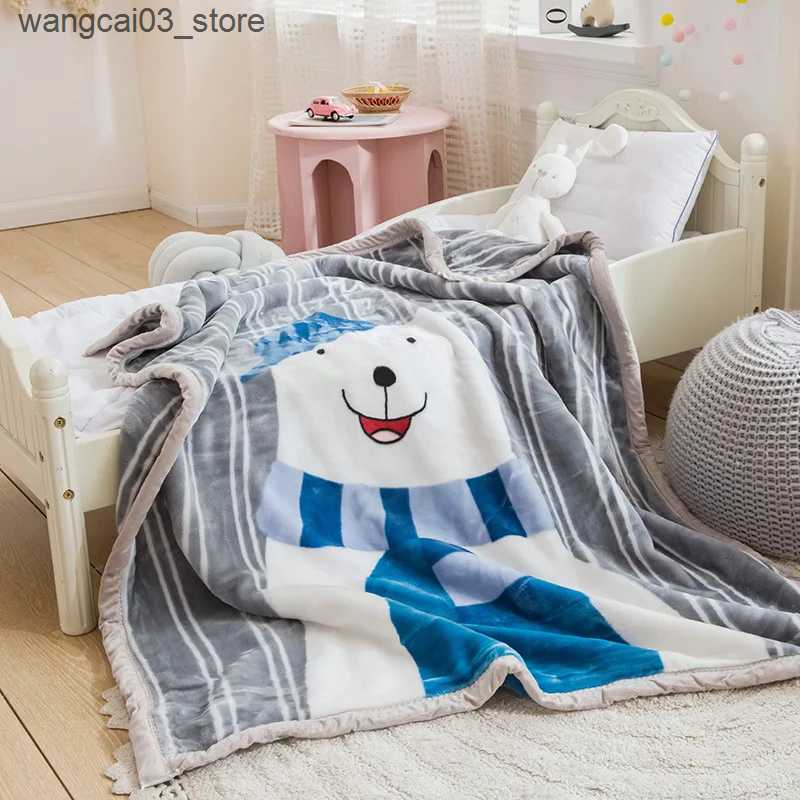 Blankets Swaddling Baby Blankets New Thicken Double Layer Coral Fleece Infant Swaddle Bebe Envelope Wrap Newborn Baby Bedding Blanket L240910