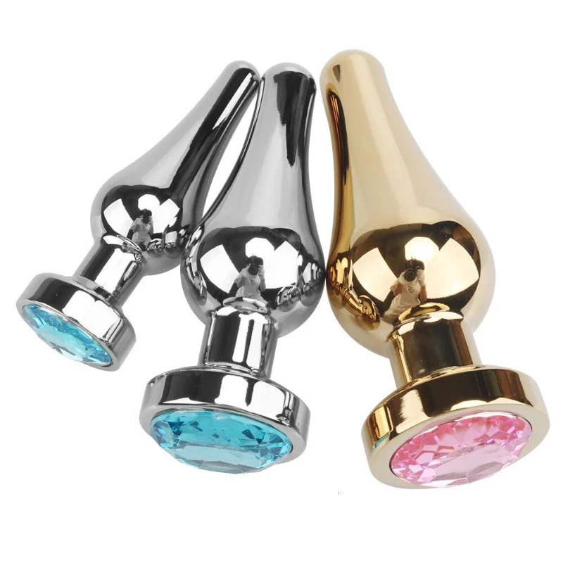 Smooth Stainless Steel Anal Plug Jeweled Butt Plug for Beginner G-spot Massager Sex Toys Dildo for Female Male Anal Beads SML 241010