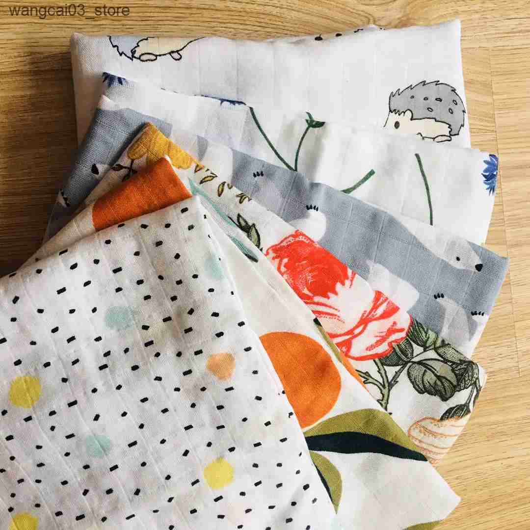 Blankets Swaddling 70mboo+30% Cotton Muslin Swaddles Wrap Burpy Towel Scraf Bibs Muslin Baby Blankets Newborn Diaper Pielucha 60*60cm L240910
