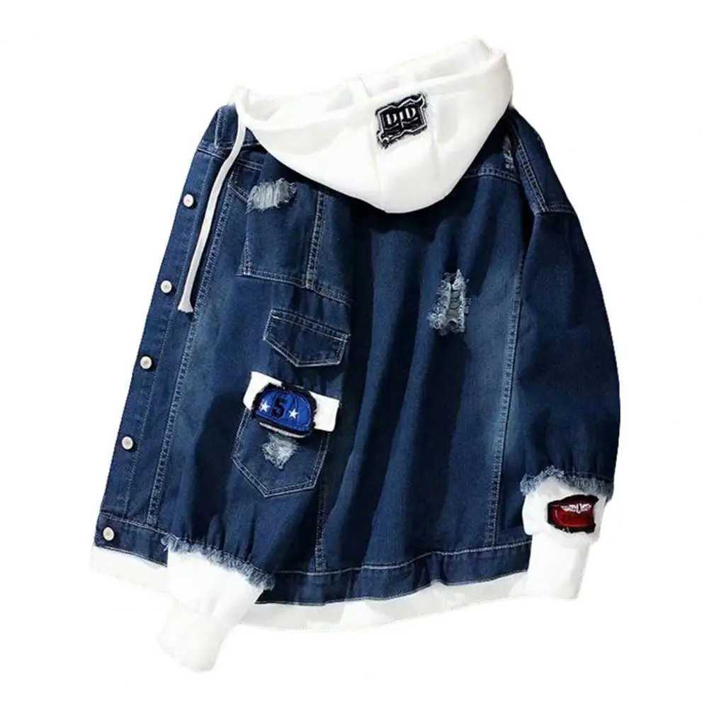 Mens outerwear fashionable ultra soft denim jacket relaxed fit single corset jacket W241011