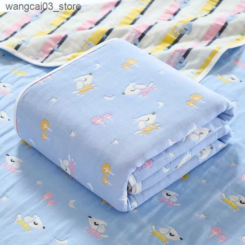 Blankets Swaddling Muslin Baby Blankets Newborn Sleeping Cartoon Bear Infant Toddler Swaddle Wrap Cotton Gauze Kids Baby Towel Summer 110x110cm L24091