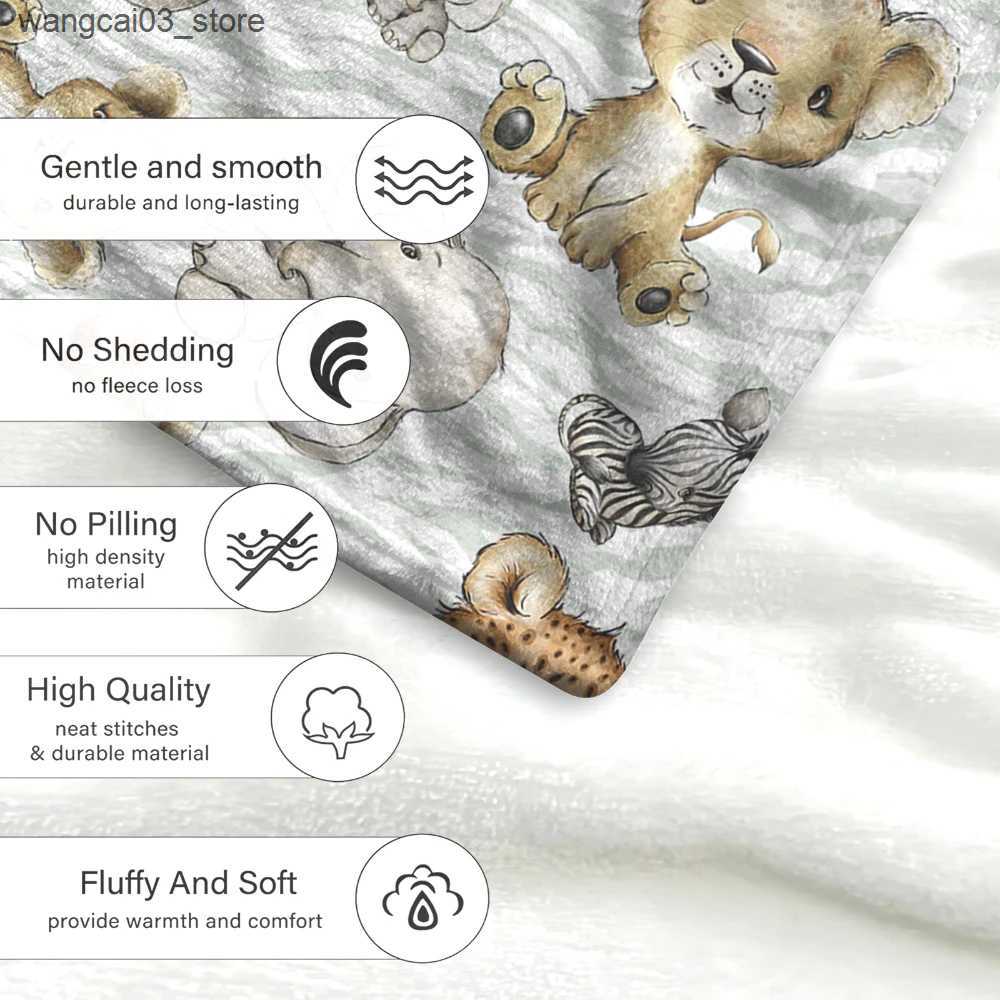 Blankets Swaddling African Animal Baby Blanket Newborn Boy Girl Shower Gift Elephant Giraffe Lion Flannel Fleece Nursery Bed Receiving Swaddle L240910