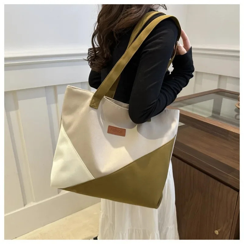 Korean canvas shoulder shopping bag womens zipper large handbag womens handbag womens handbag student women Bolso Mujer 241008