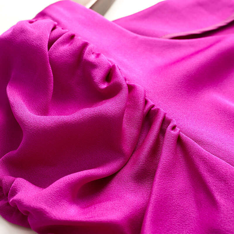 Cool High End Dress 2024 New Womens Summer Thin Style Bubble Sleeves V-neck Medium length A-line Skirt