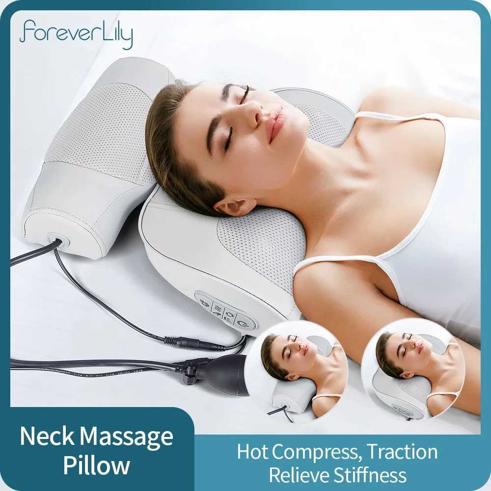 3D Neck Massage Pillow Electric Cylindrical Spinal Traction Pillow Used for Neck Shoulder Waist Arm Abdominal Leg Airbag Ball Massage W240819
