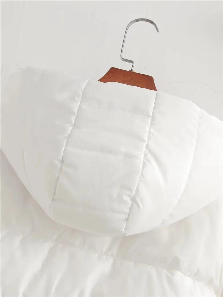 Womens Casual Solid Hooded Zipper Short Jackets Drawstring White Parkas Ladies Outwear Winter Autumn 240930