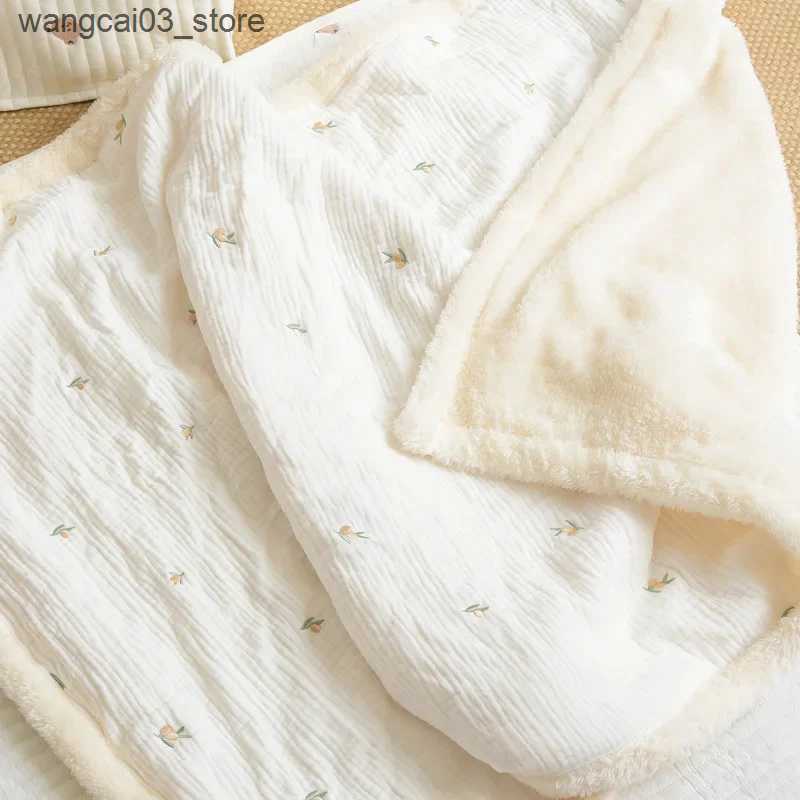 Blankets Swaddling Baby Blanket Newborn Fleece Muslin Baby Swaddle Wrap Printed Super Soft Warm Throw Blankets Crib Stroller Cover Quilt L240910
