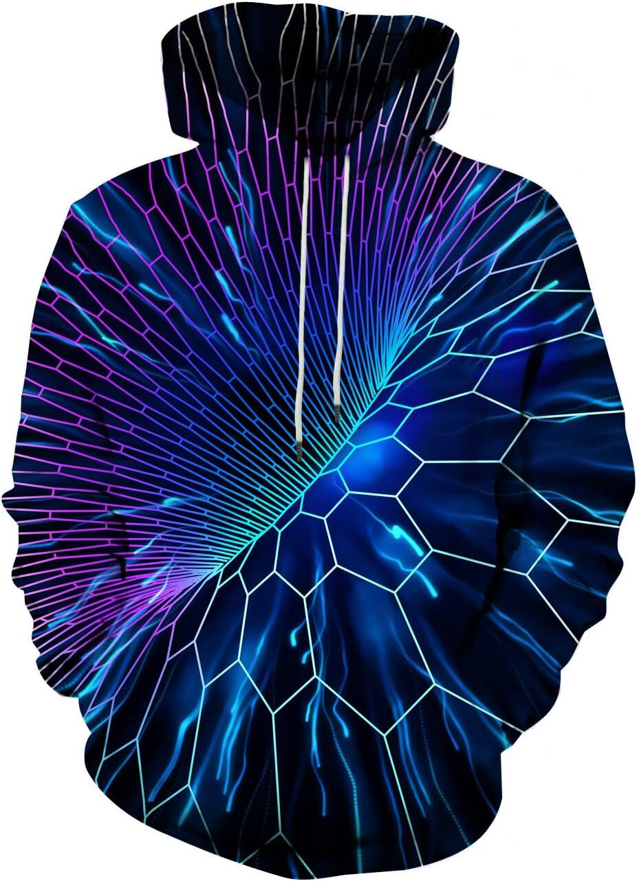 Hoodie for Mens Womens Unisex 3D Novelty Hoodies for Men Women Cool Graphic Pullover Sweatshirts with Pockets Graphic Fantastical sky Pullover Long Sl