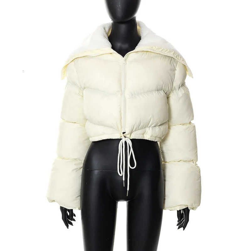 Bubble Puffer Coats crop jacket fur collar casual thick warm down coat womens Y2K clothing streetwear letter Jakcets 241009