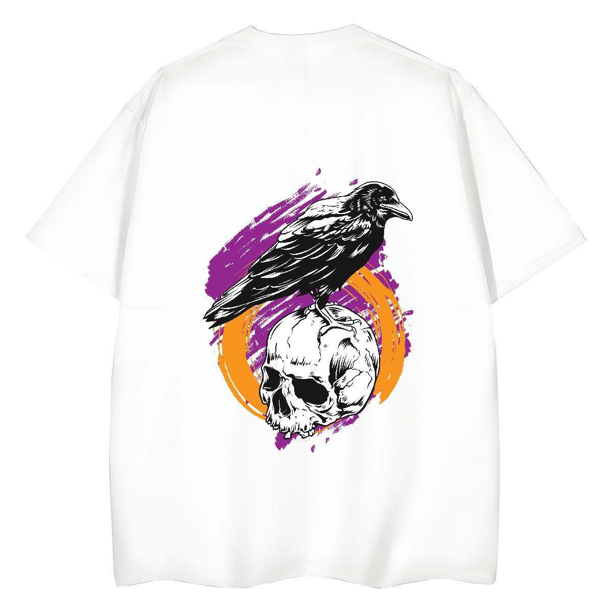 Casual New Womens T Shirts 230g Pure Cotton Crew Neck Beach skull Womens Tshirts Comfortable Cartoon Printing L-4XL Wear