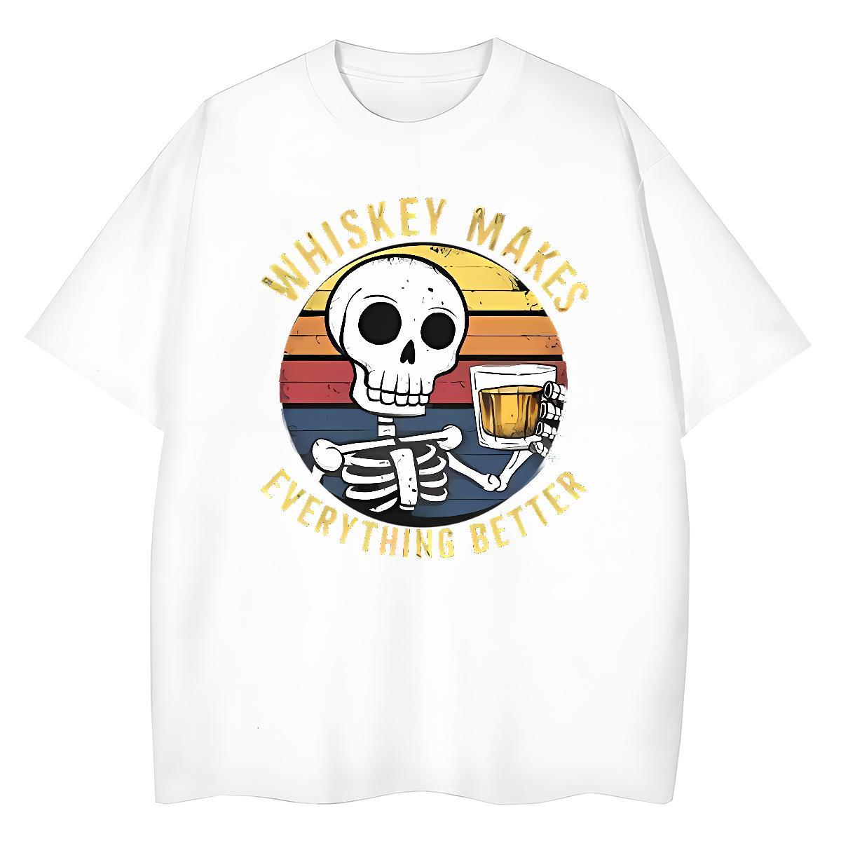 2024 DIY T-Shirts for Women 230g 100% Cotton Comfortable Hip Hop Street skull Woman Tshirt 5A Cartoon Printing L-4XL Clothings