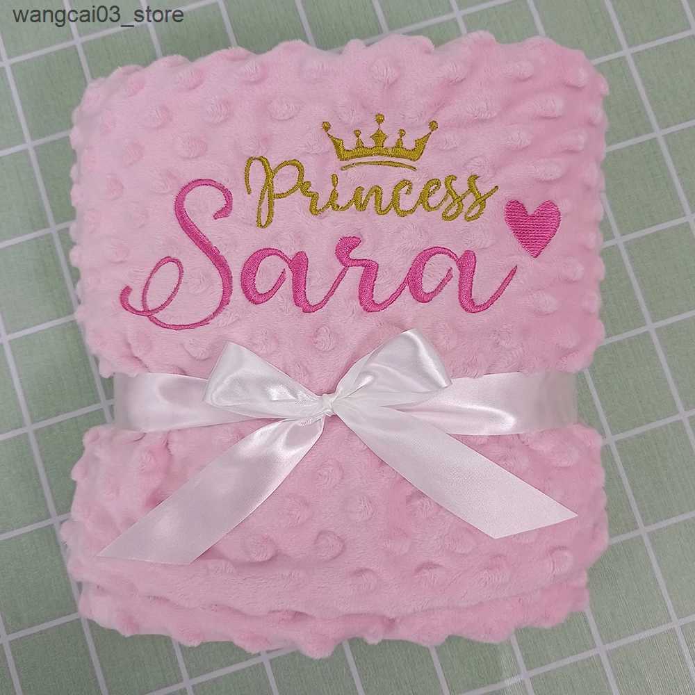 Blankets Swaddling Name Personalised Bubbled Fleece Baby Blanket DIY Custom Toddler Crib Bed Stroller Swaddle For Newborn Birthday Gift Present L24091