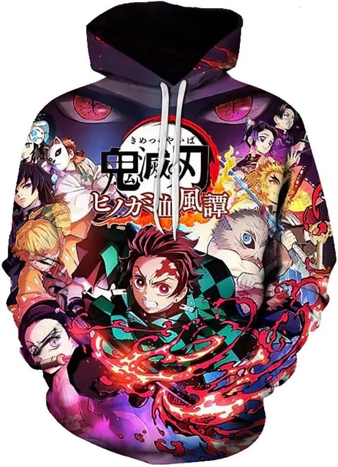 Hoodie for Mens Womens slayer hoodie Kimetsu no Yaiba 3D Printed Anime Hooded Sweatshirt Pullover Tops Outerwear for Men and Women Graphic Hoodies swe