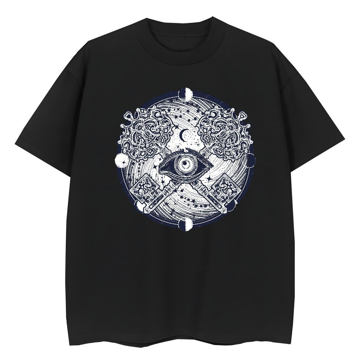 Fashion Casual Woman T Shirts 230g 100% Cotton Crew Neck Daily Outfit eye of the devil Women Tshirts Free Shipping Cartoon Printing L-4XL Tops Shirt