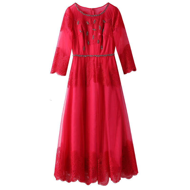 formal occasion 2024 new style feminine temperament high-end feeling waist cinching embroidered long skirt dress