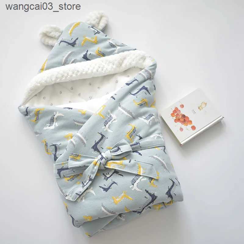 Blankets Swaddling Baby Blanket 100% Cotton Envelope For Discharge Winter Newborns Bedding Muslin Swaddle Warm Wrap Baby Sleeping Bag Soft 80x80cm L24