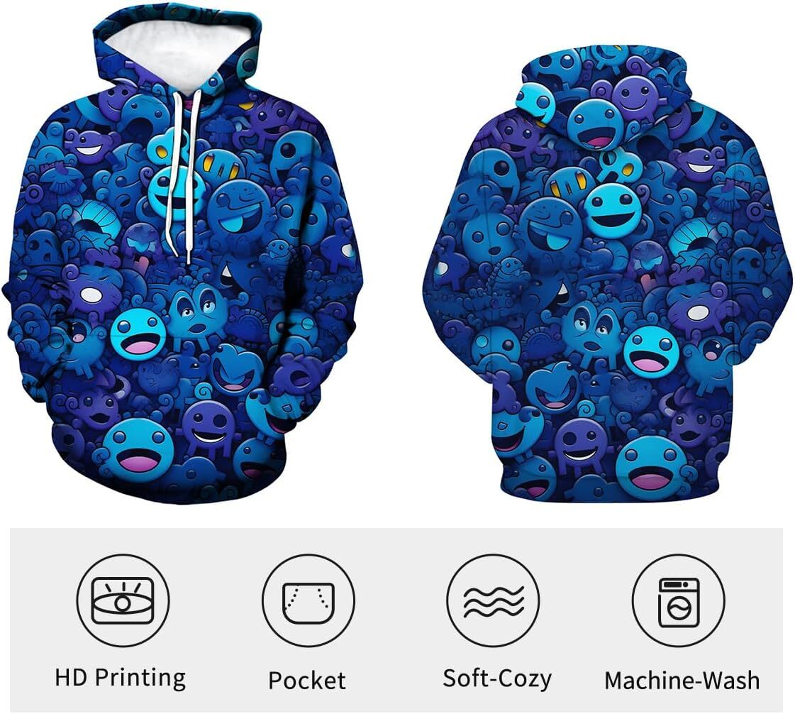 Hoodie for Mens Womens Mens Coloful Graffiti Hoodies Novelty Graphic Hip-Hop Sweatshirt 3D Printed Pullover Graphic Hoodies sweatshirt Pullover Long S