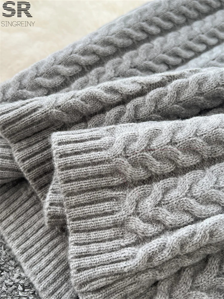 SINGREENY Winter Warm Knitted 2-piece Womens Long sleeved O-neck Short sleeved SweaterElastic Waist Skiing Autumn High end Sexy Set 241011