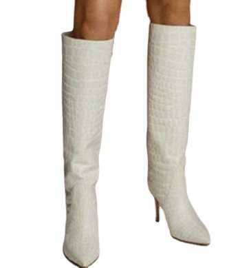 Green Crocodile Pattern Fashion Boots Sleeve Long Women Boots Leather Thin High Heel Martin Boots Pointed Large Straight Boots Knight Womens Boot 2408