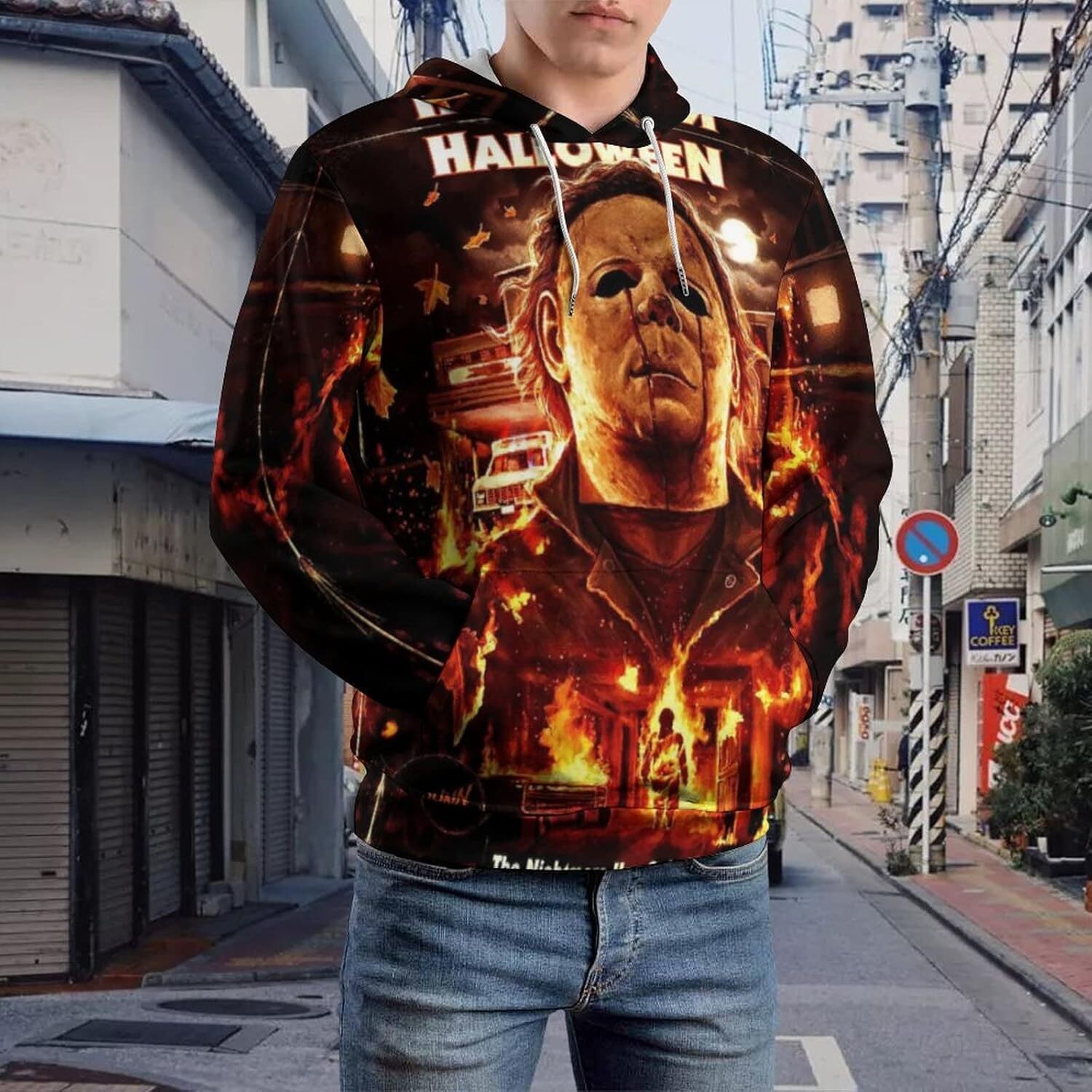 Hoodie for Mens Womens Pullover Halloween Michael Myers Autumn Soft And Comfortable Loose Hip-Hop for Men Long-Sleeved Sweater Graphic trend