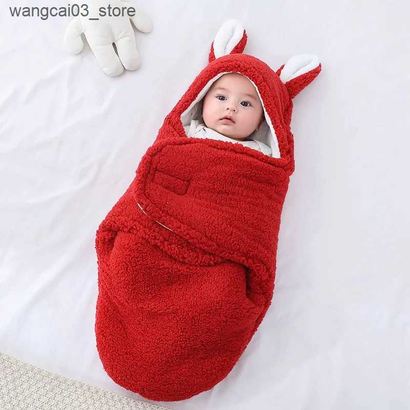 Blankets Swaddling 2024 Autumn Winter Infant Toddler Thicken Cashmere Receiving Blankets 0-6M Newborn Sleeping Bag Swaddling Kids Accessories L240910