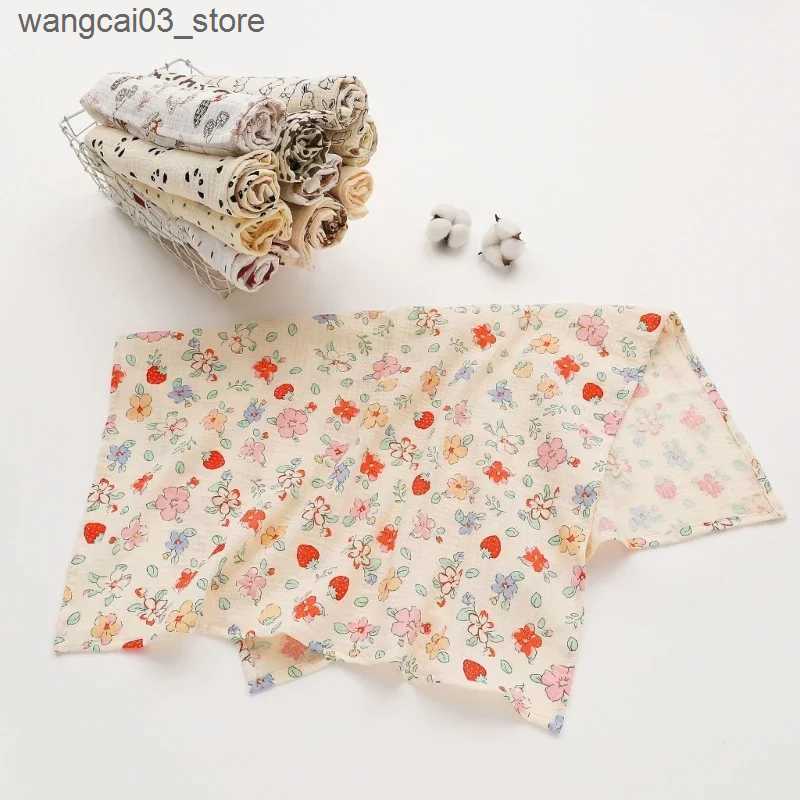 Blankets Swaddling Baby Cotton Muslin Swaddle Blanket Floral/Animal Print Stroller Blanket Infant Diaper Newborn Receiving Blanket L240910