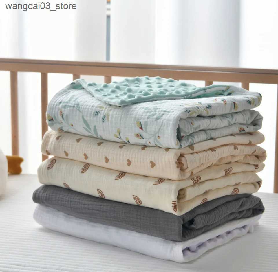 Blankets Swaddling Muslin Baby Swaddle Blankets Newborn Baby Blanket For Boys Girls Cotton Minky Soft Infant Sleeping Cover Crib Quilt Baby Stuff L240