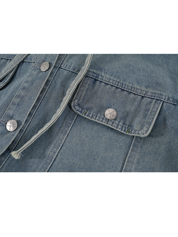 Women Light Blue Denim Vintage Fashion Hoodies Long Sleeve Jean Jacket Outerwear Loose Haruku Korean Top 2000S Clothes