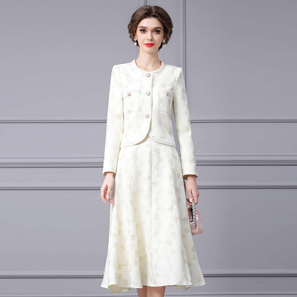 Smart and wealthy heiress dress 2024 autumn new style stylish jacquard socialite two-piece set womens clothing