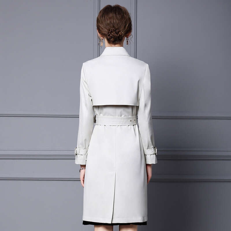 British style windbreaker womens 2024 new autumn fashion high-end slimming mid length double breasted jacket