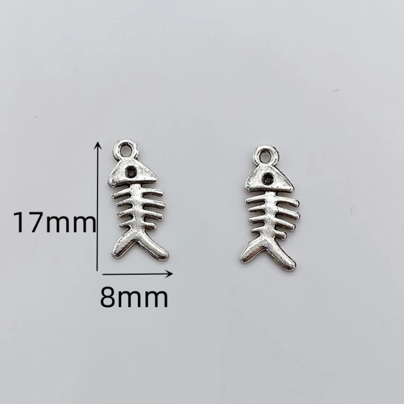 10Pcs Retro Silver Color Fish Bone Pendant Charm for Necklace Earring Bracelet Making DIY Jewelry Accessory Finding 241010