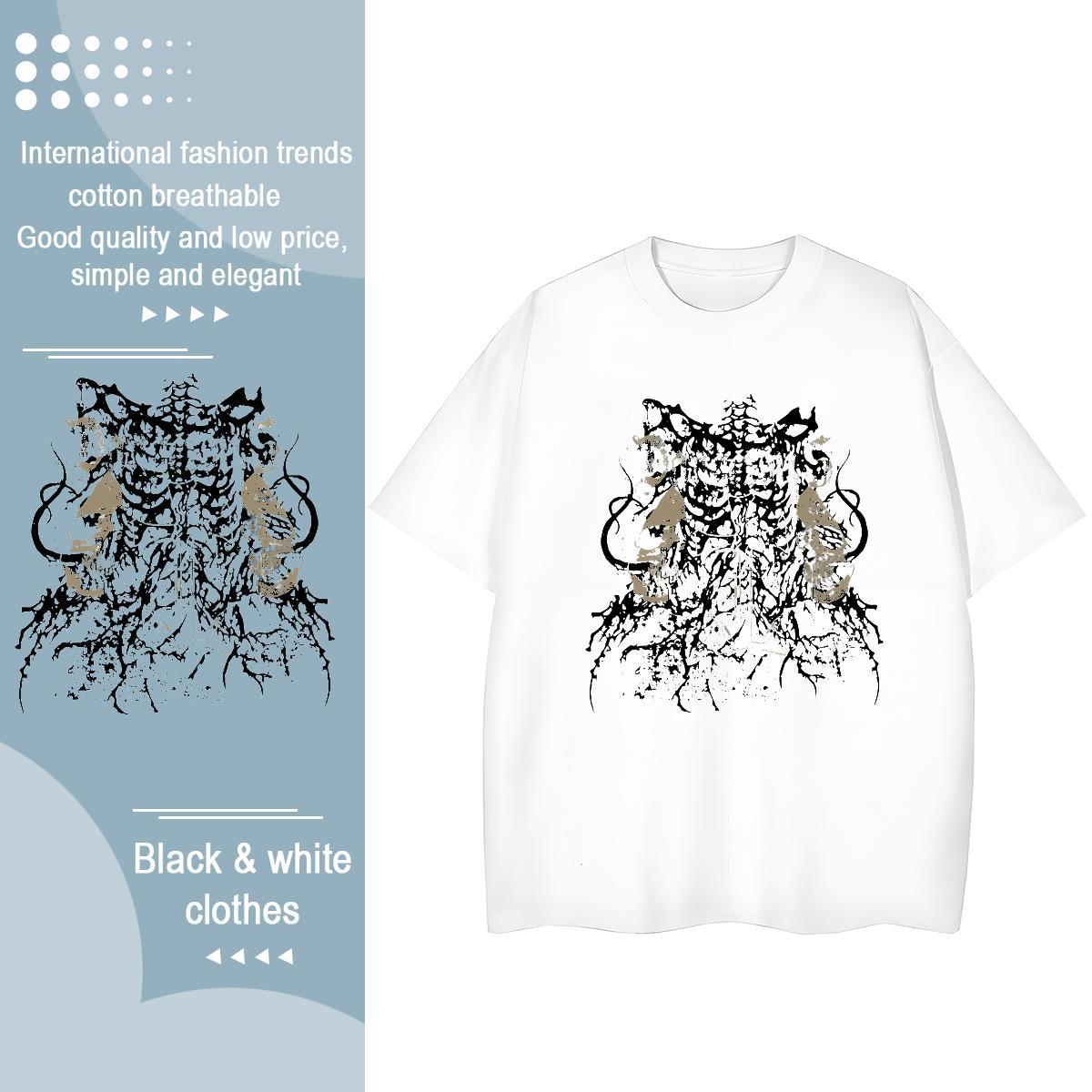 Stylist T Shirt For Woman 100% Cotton 230g O-Neck Short Sleeve Outdoor skull Unisex Tshirts Soft DIY Printed Wear